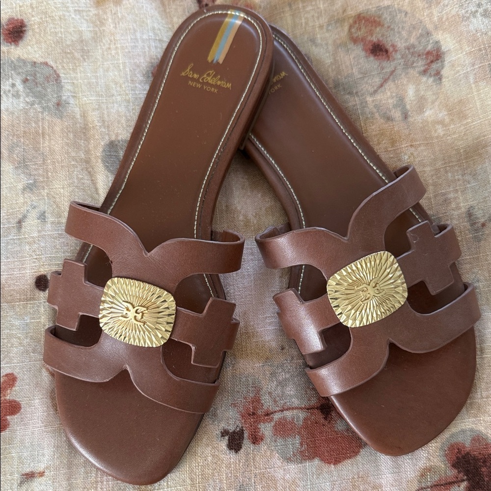 Sam Edelman Tan Sandals with Gold Accent